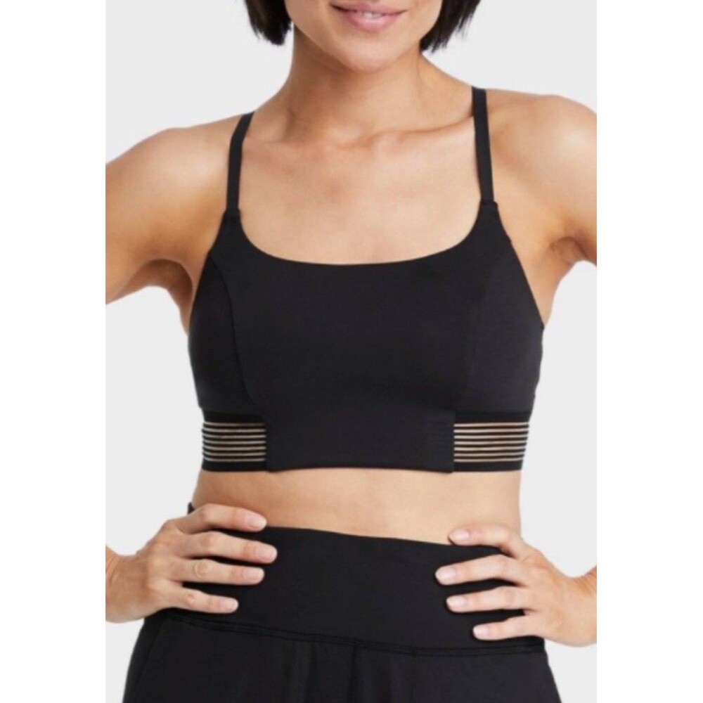 NWT All in Motion Women's Light Support Longline Bra Black Size Small